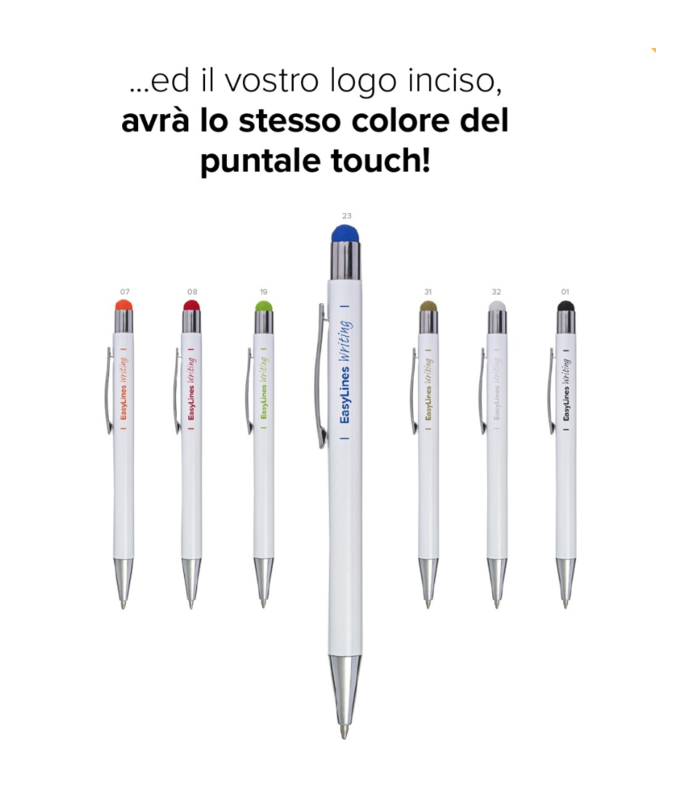 100 pz Penna a sfera WHITE con incisione laser
