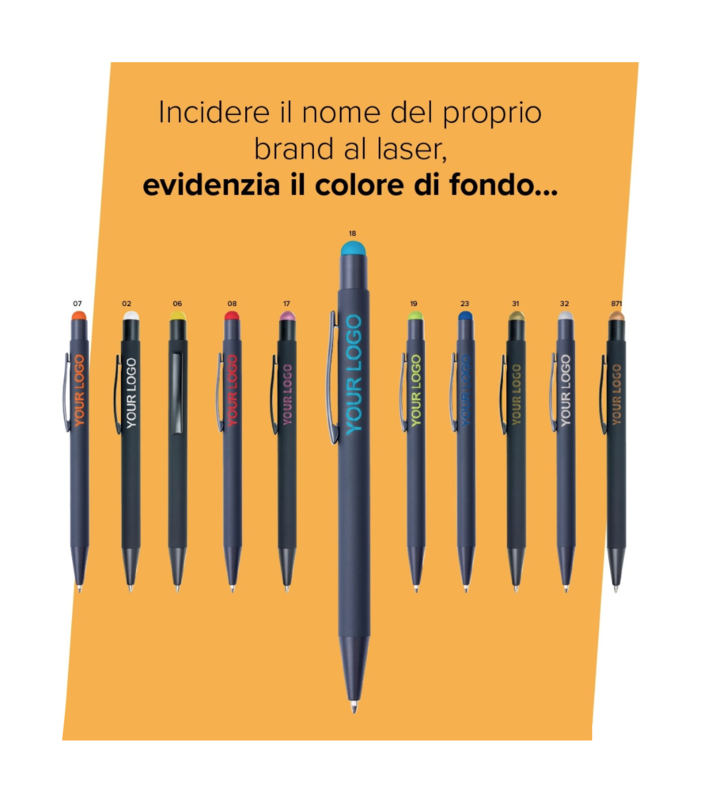 100 pz Penna GOMMY black con incisione laser