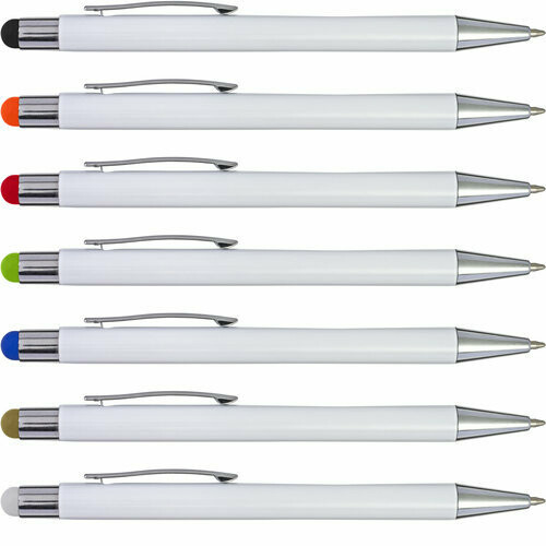 100 pz Penna a sfera WHITE con incisione laser