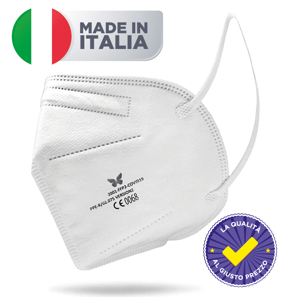 60 pz Mascherina FFP2 (CE) Made in Italy Ver.2 - CERTIFICATE IN ITALIA