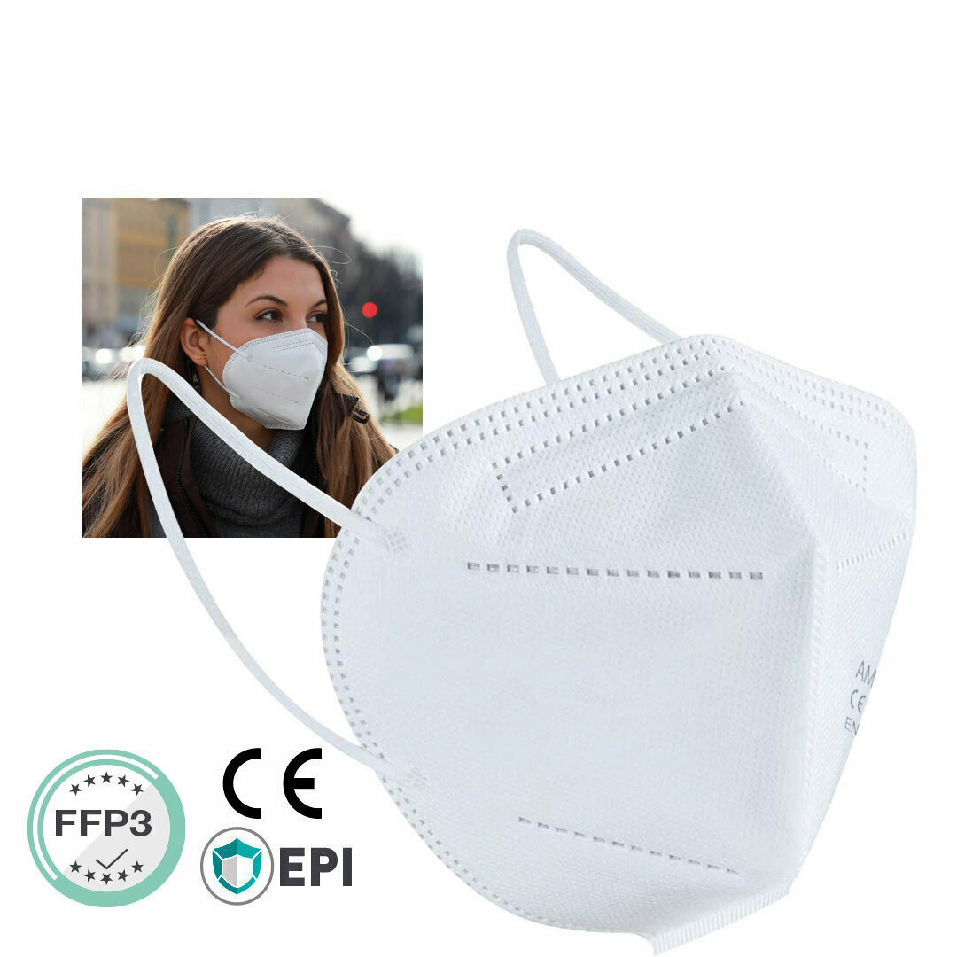 100 PZ  FFP3 MASCHERINA AUTOFILTRANTE BIANCA alto livello di protezione