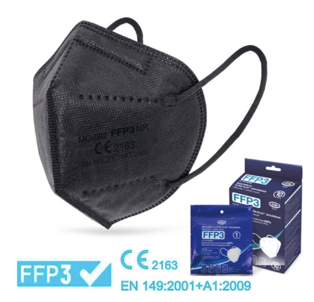 Maschera di protezione Ultra PLUS FFP3 colore nero 30 pz
