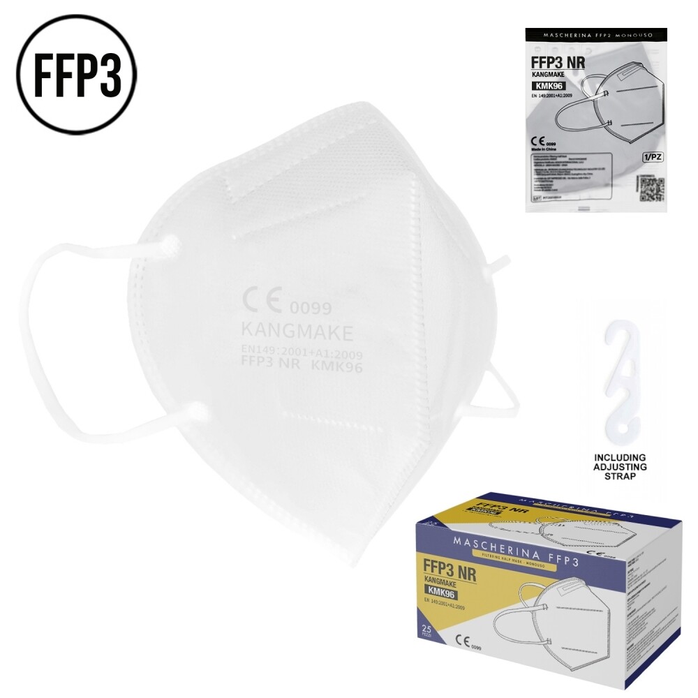 100 PZ  FFP3 MASCHERINA AUTOFILTRANTE BIANCA alto livello di protezione