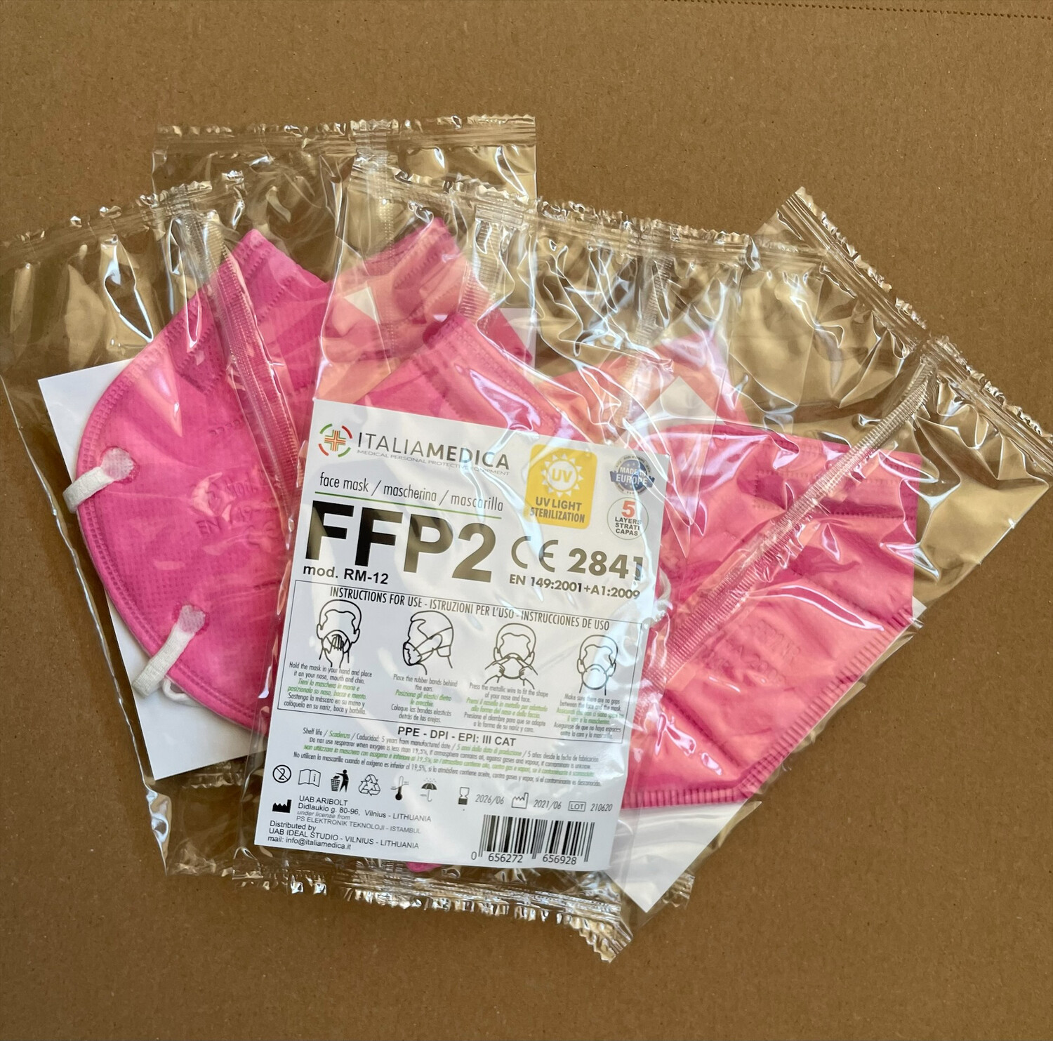 10 pz FFP2 colore AZALEA, con certificazione CE - OFFERTA Risparmio