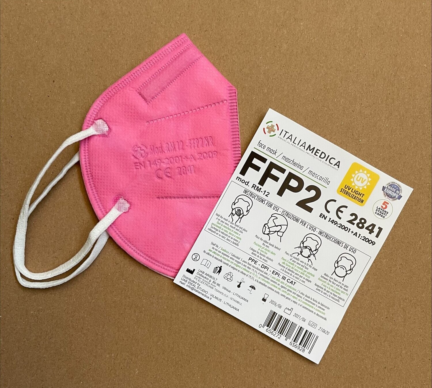 10 pz FFP2 colore AZALEA, con certificazione CE - OFFERTA Risparmio