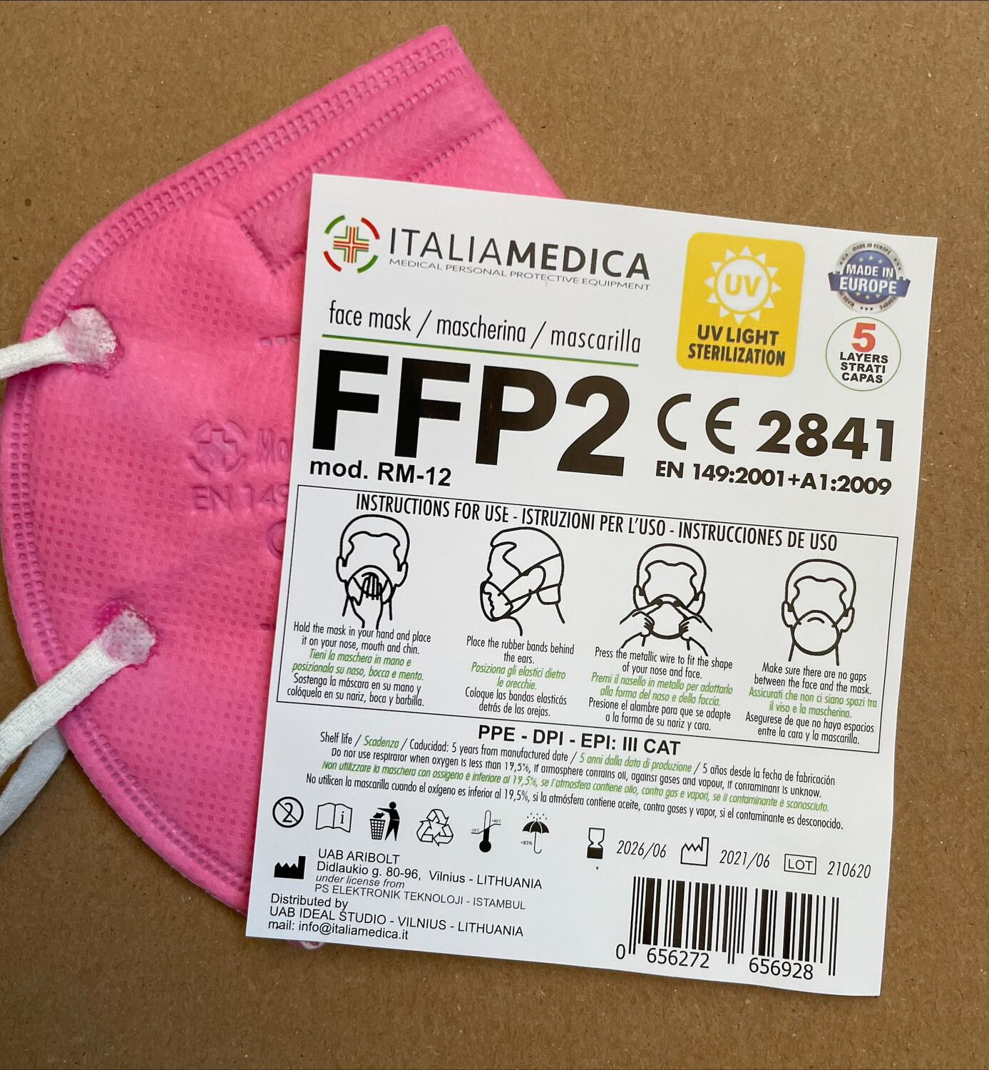 10 pz FFP2 colore AZALEA, con certificazione CE - OFFERTA Risparmio
