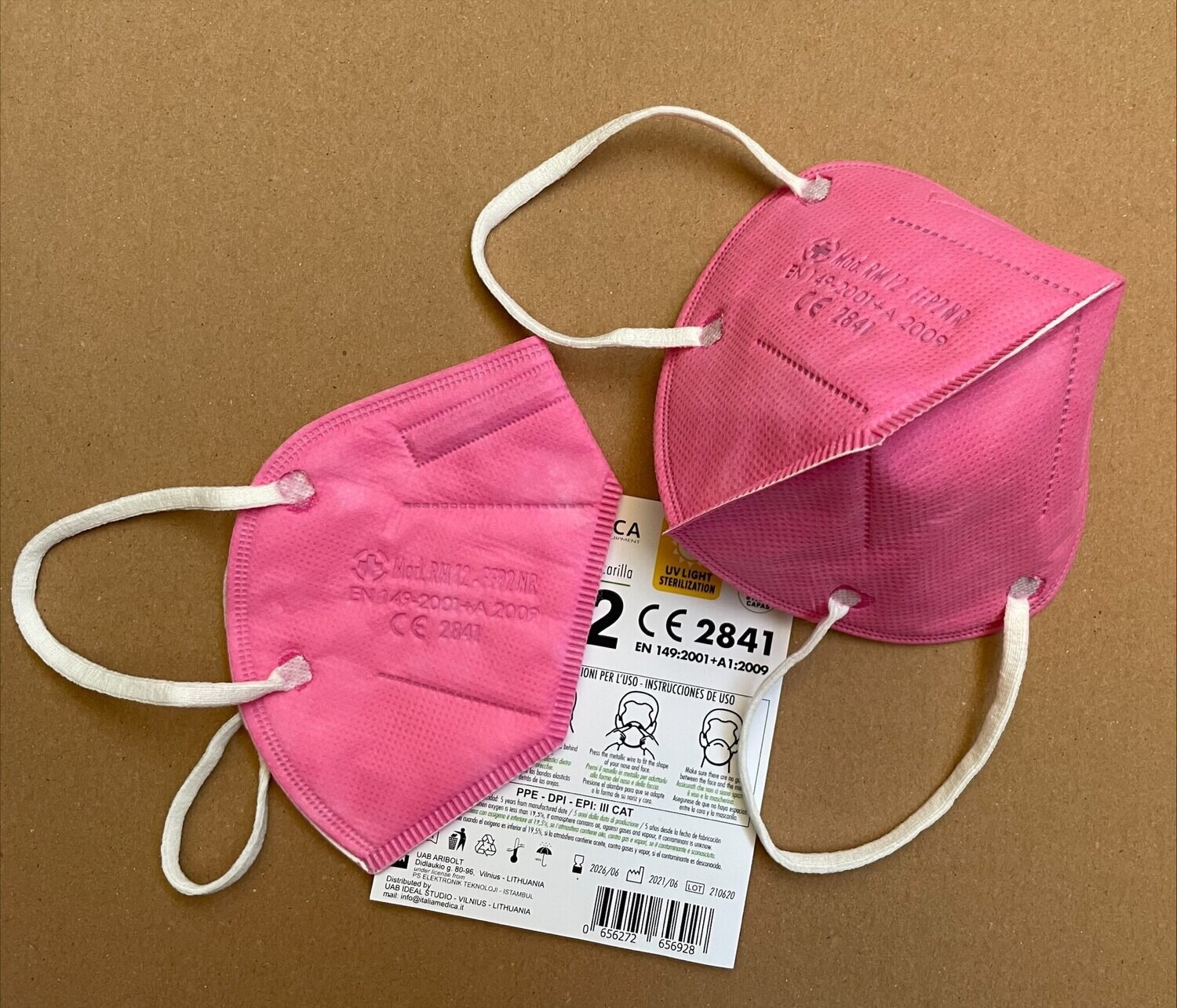 10 pz FFP2 colore AZALEA, con certificazione CE - OFFERTA Risparmio