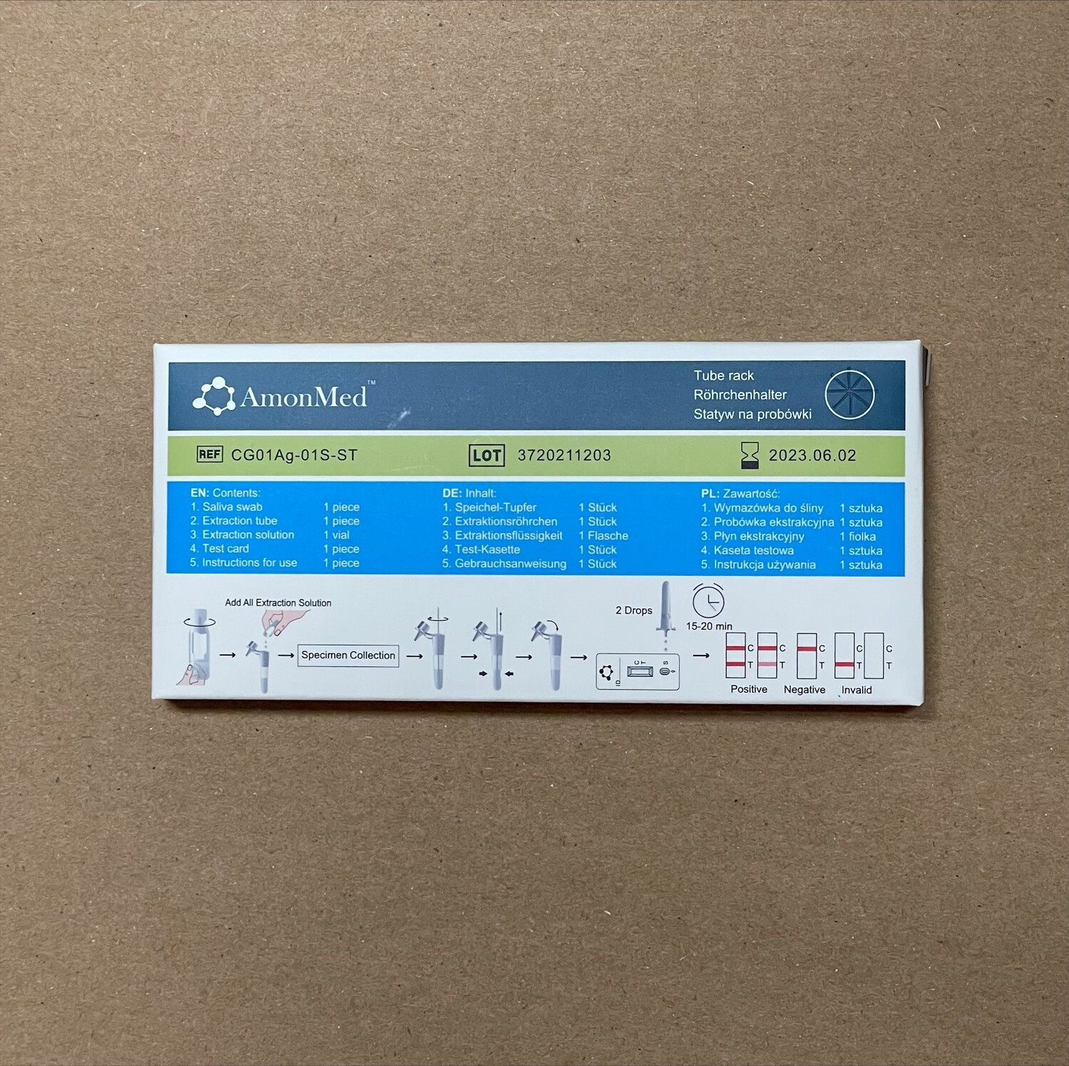 10 PZ Kit di test rapido antigene  COVID-19 (colloidale lollipop salivare) per autotest/uso domestico monodose