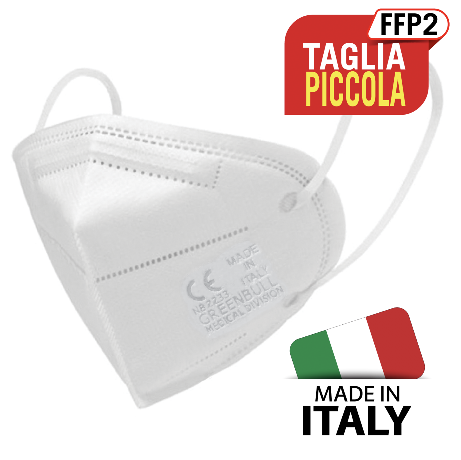 50 pz PER VISI PICCOLI Mascherine FFP2 BIANCA certificate Made in Italy