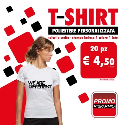 20 pz TSHIRT poliestere Donna STAMPA 1 COLORE