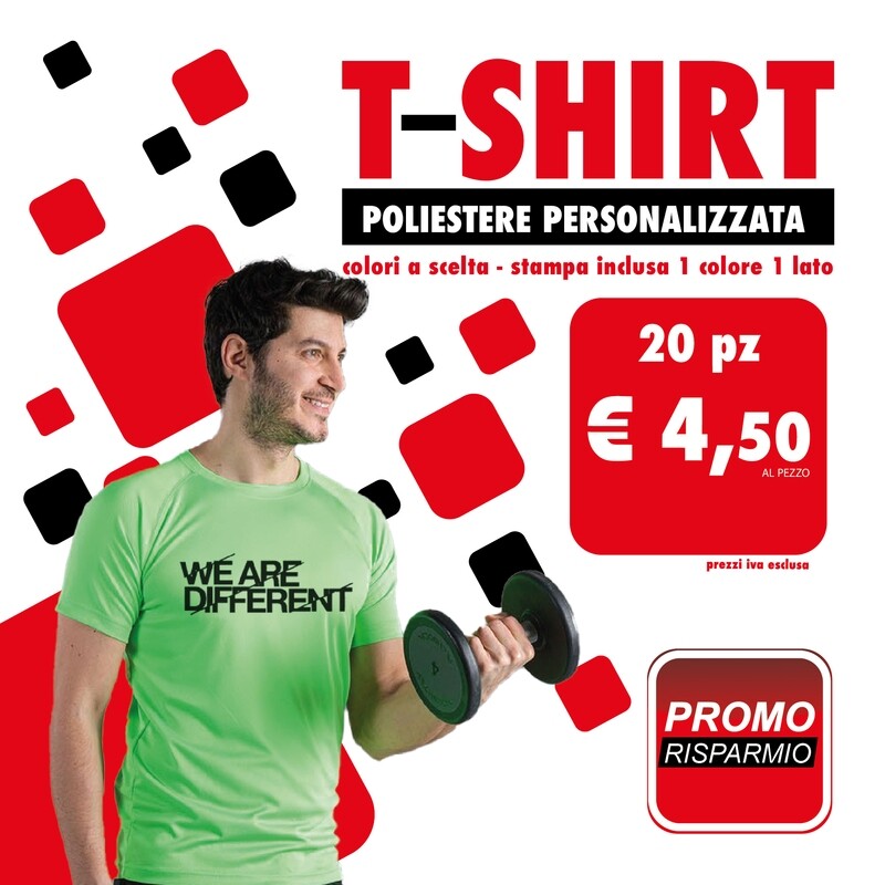 20 pz TSHIRT poliestere Uomo STAMPA 1 COLORE