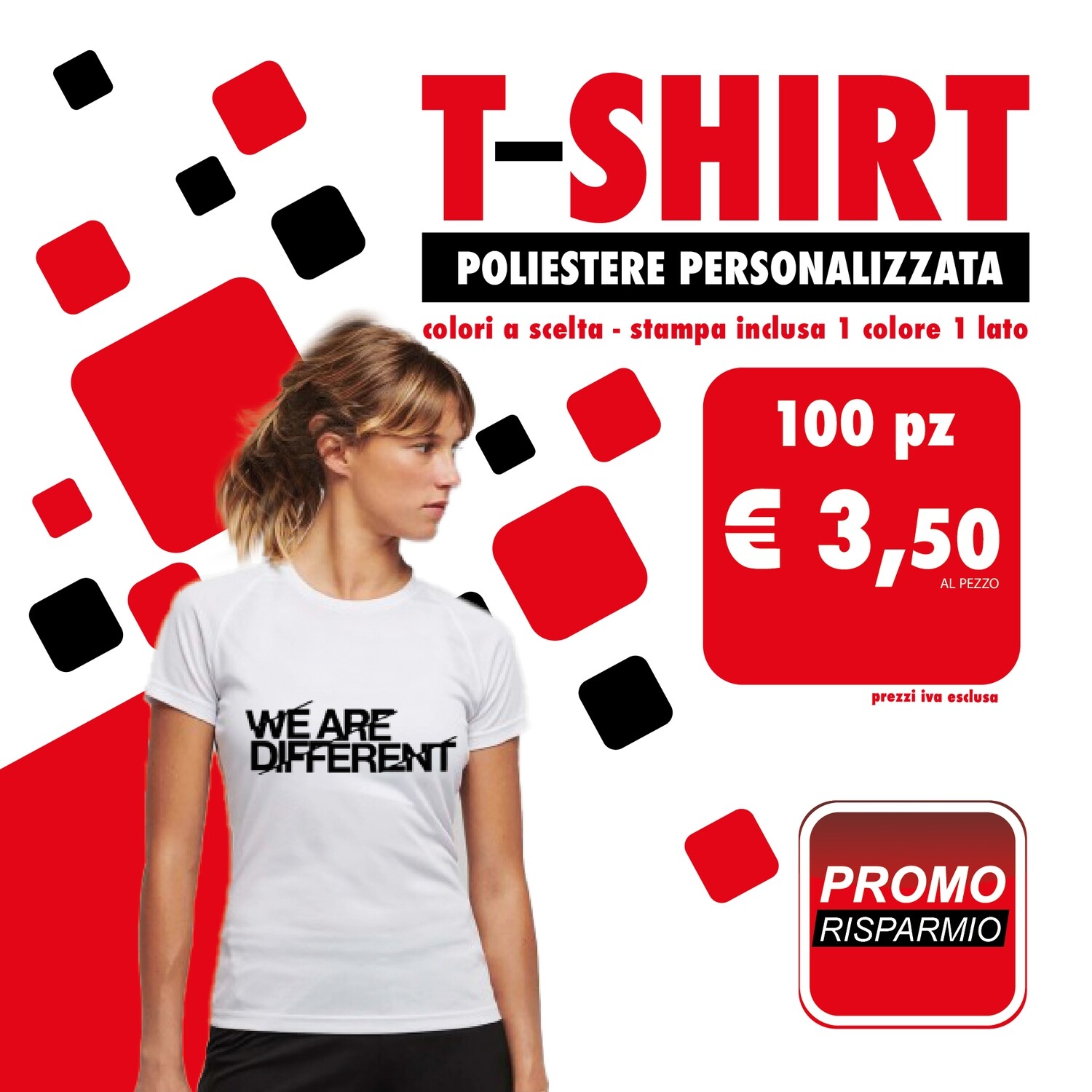 100 pz TSHIRT poliestere Donna STAMPA 1 COLORE