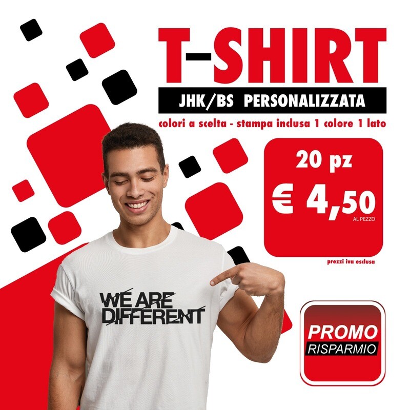 20 pz TSHIRT uomo/unisex  STAMPA 1 COLORE