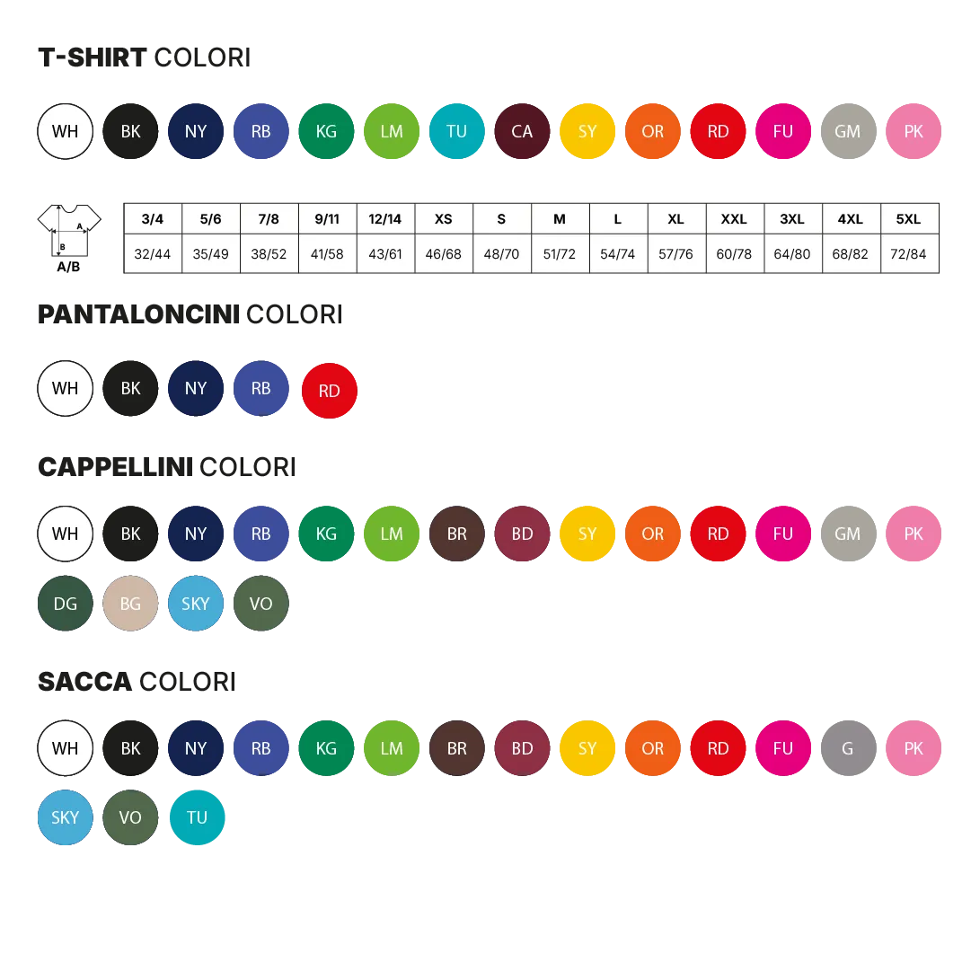 KIT T-Shirt + Pantaloncini + Cappellino + Sacca