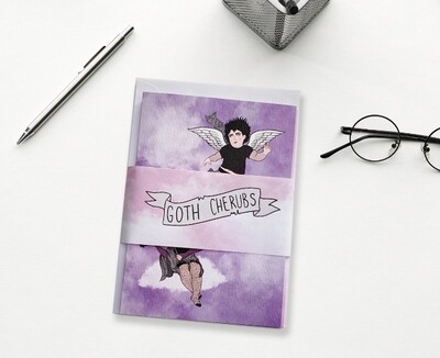 Goth Cherub notelets / Greetings card pack of 6 / 3 colours