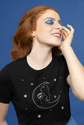 Smoking Moon traditional moon and stars tattoo Short-sleeve unisex t-shirt