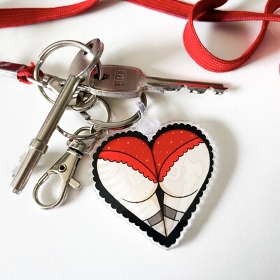 X-Ray Booty Heart Keyring - Acrylic 50mm charm with metal ring