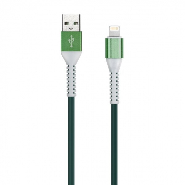 Дата-кабель FLOW 3D, Type C в рез.оплет., 1 м, мет. након. 2 А, зеленый, Smartbuy