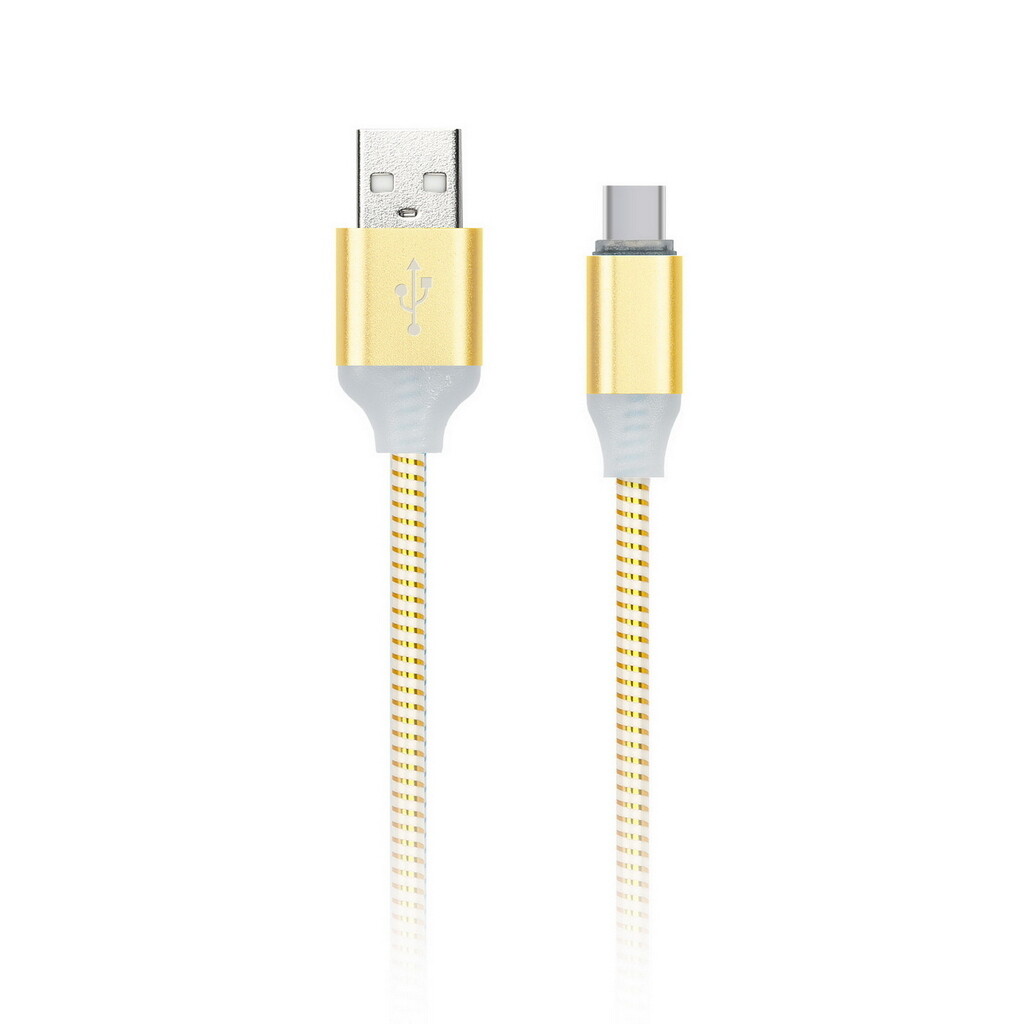 Дата-кабель Smartbuy USB -Type C, с индикацией, 1 м, золото, с мет. након. (iK-3112ss gold)