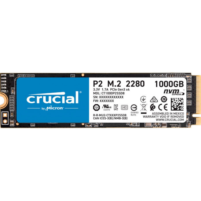 SSD CRUCIAL P2 1TB M.2 NVMe (CT1000P2SSD8)