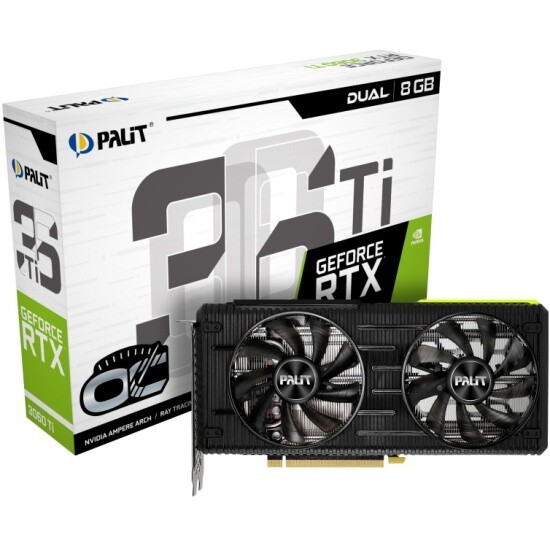 Видеокарта Palit GeForce RTX 3060 Ti DUAL OC V1 (LHR) [NE6306TS19P2-190AD]