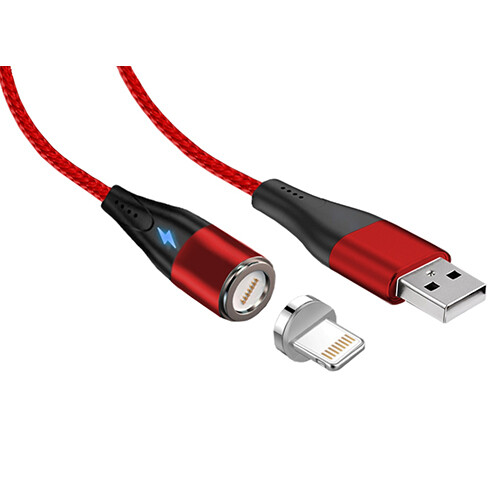 Кабель USB lighting 8pin, Jet.A JA-DC48 1м красный с магн. отсоед. наконечн., зарядка+передача данных