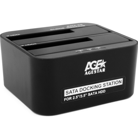 Док-станция для HDD 2.5"/3.5" AgeStar 3UBT6-6G пластик, черный, USB 3.0
