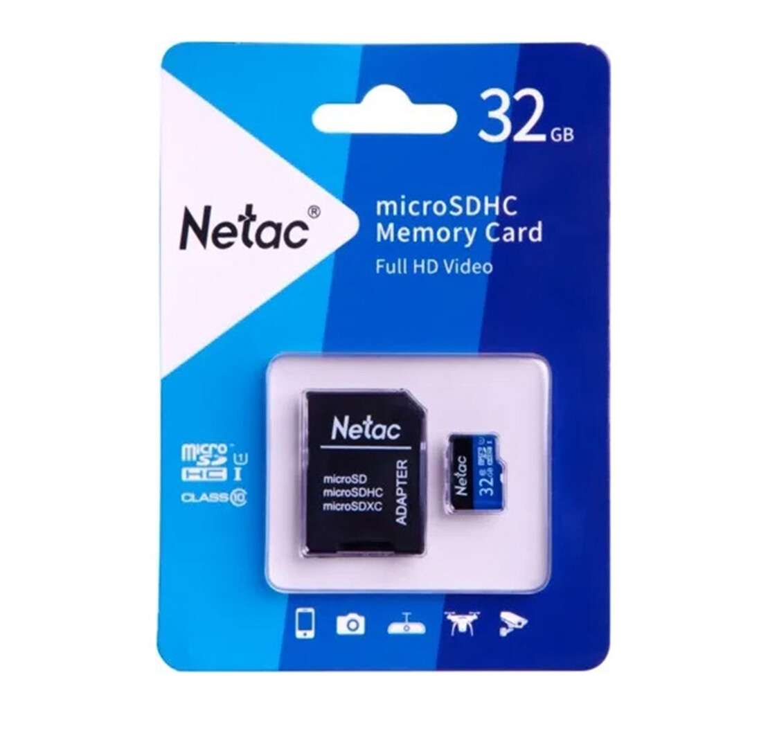 Карта памяти Netac P500 MicroSDHC 32Gb Сlass 10 80MB/s + ADP (NT02P500STN-032G-R)