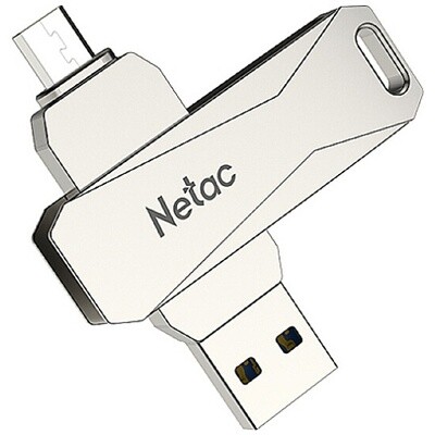 Флешка 64Gb Netac U381 metal USB 3.0 + micro USB (NT03U381B-064G-30PN)