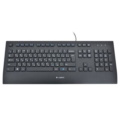 Клавиатура проводная Logitech Comfort K280E, Российская клавиатура, черный