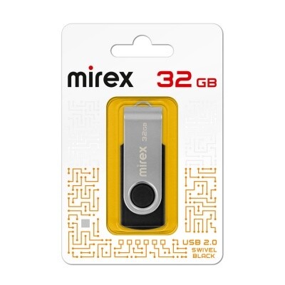 Флеш накопитель 32GB Mirex Swivel, USB 2.0, Черный
