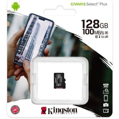 Карта памяти micro SDXC 128Gb Kingston Canvas Select Plus UHS-I U1 A1 (100/10 Mb/s)