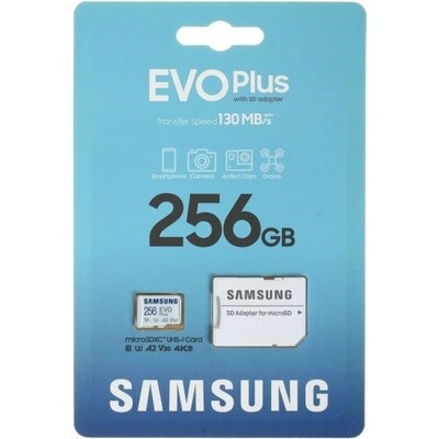 Карта памяти microSDXC 256Gb Samsung EVO Plus UHS-I U3 V30 A2 + Adapter