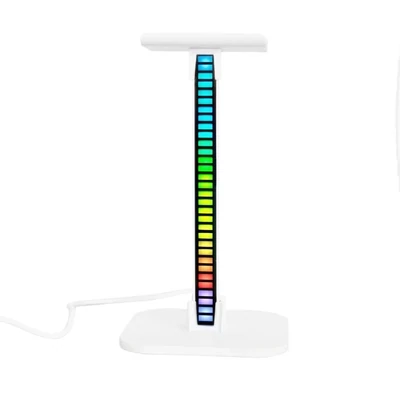 Подставка-держатель для наушников игровых с подсветкой-эквалайзером для музыки, держатель игровой гарнитуры, атмосферный RGB эквалайзер, белая