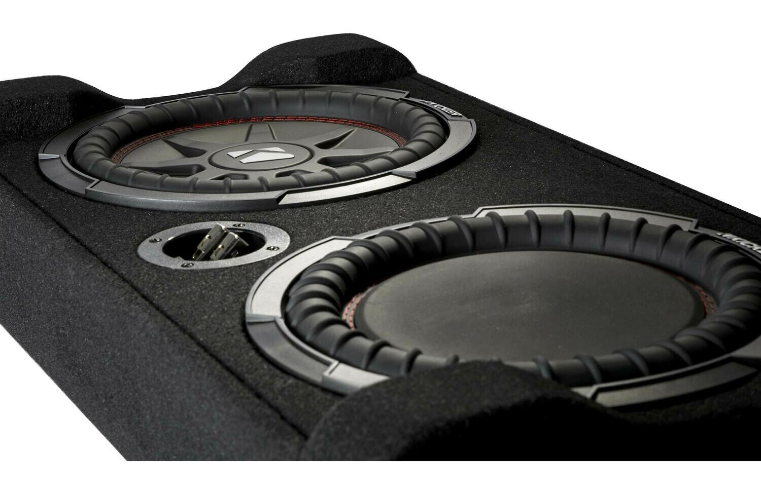 Kicker Sealed downward-firing enclosure with 10&quot; 2-ohm shallow-mount subwoofer and passive radiator
