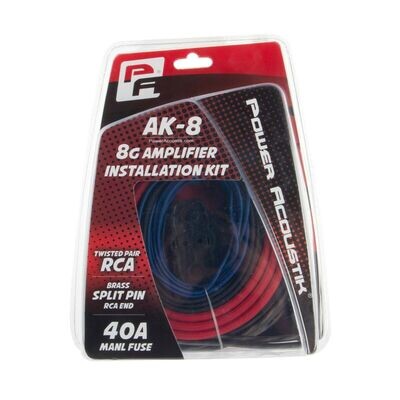 Power Acoustik AK-8 8 Gauge Amp Wire Kit with 17 RCA 80A Manl Fuse