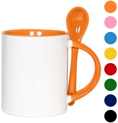 Coffee/Tea Ceramic Cup with Spoon 11oz