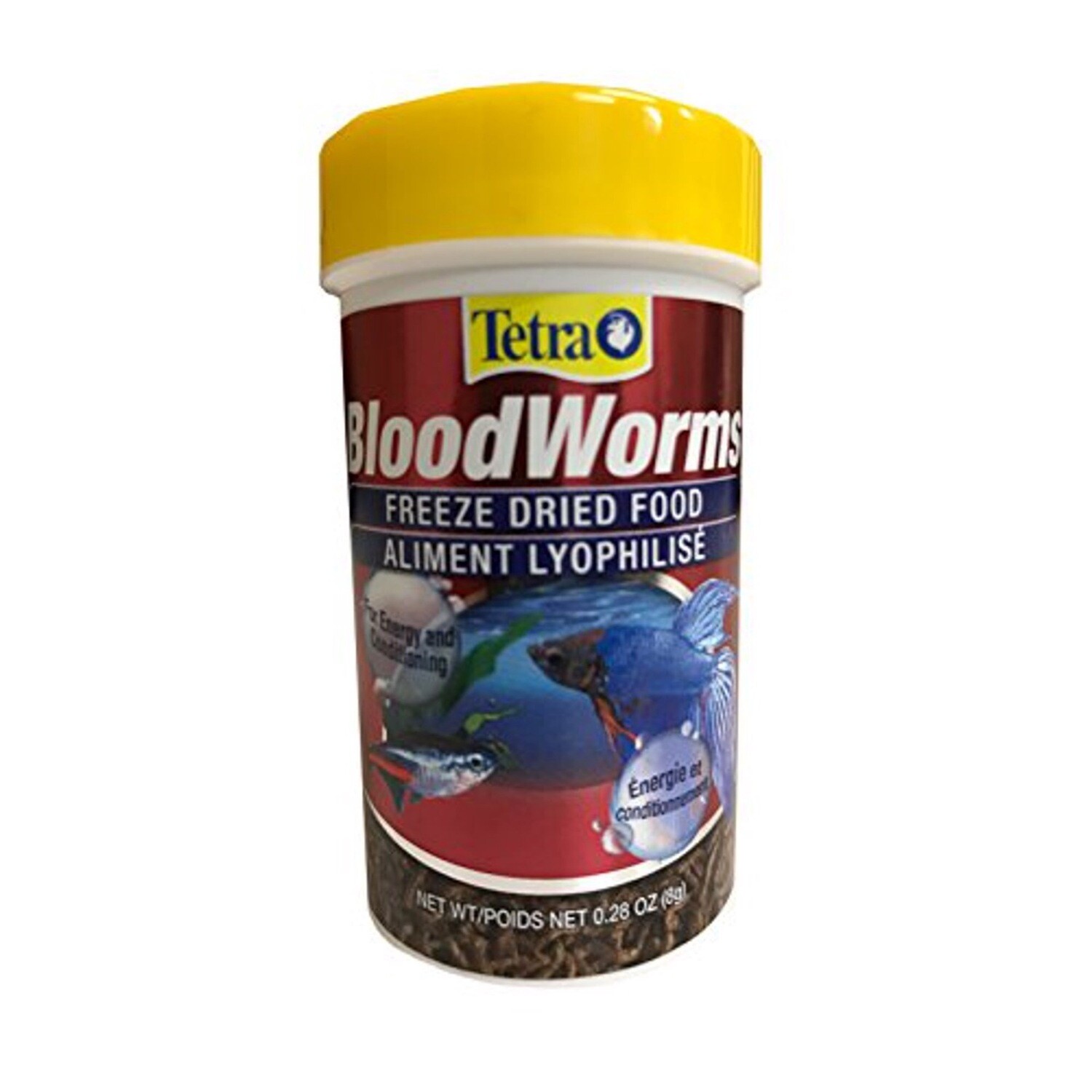 Tetra Bloodworms, Freeze Dried Fish Food for Medium-Sized Tropical Fish, 8g