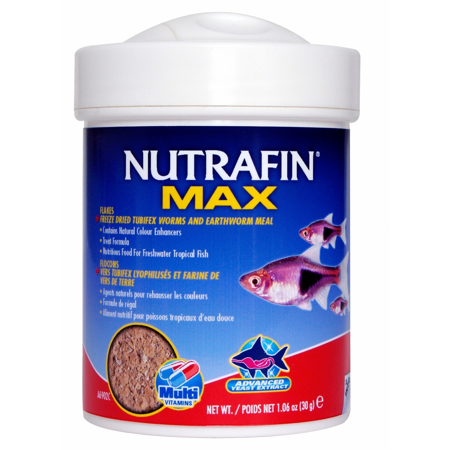 Nutrafin Max Flakes + Freeze Dried Tubifex Worms and Earthworm Meal 30 g (1.06 oz)