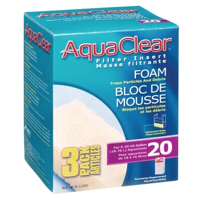 AquaClear 20 Foam Filter insert, 3 pack