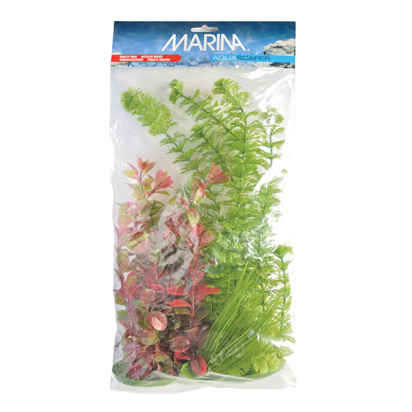 Marina Aquascaper Plastic Plants - Hairgrass (12.5 cm/5 in) - Ambulia (37.5 cm/15 in) &amp; two Red Ludwigia (20 cm/8 in &amp; 30 cm/12