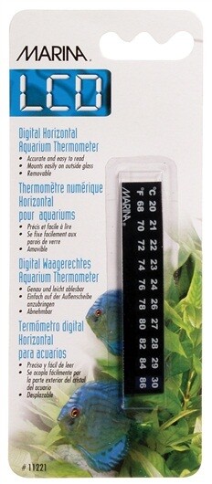 Marina Horizontal LCD Aquarium Thermometer - Centigrade - Fahrenheit - 20 to 30° C (68 to 86° F)
