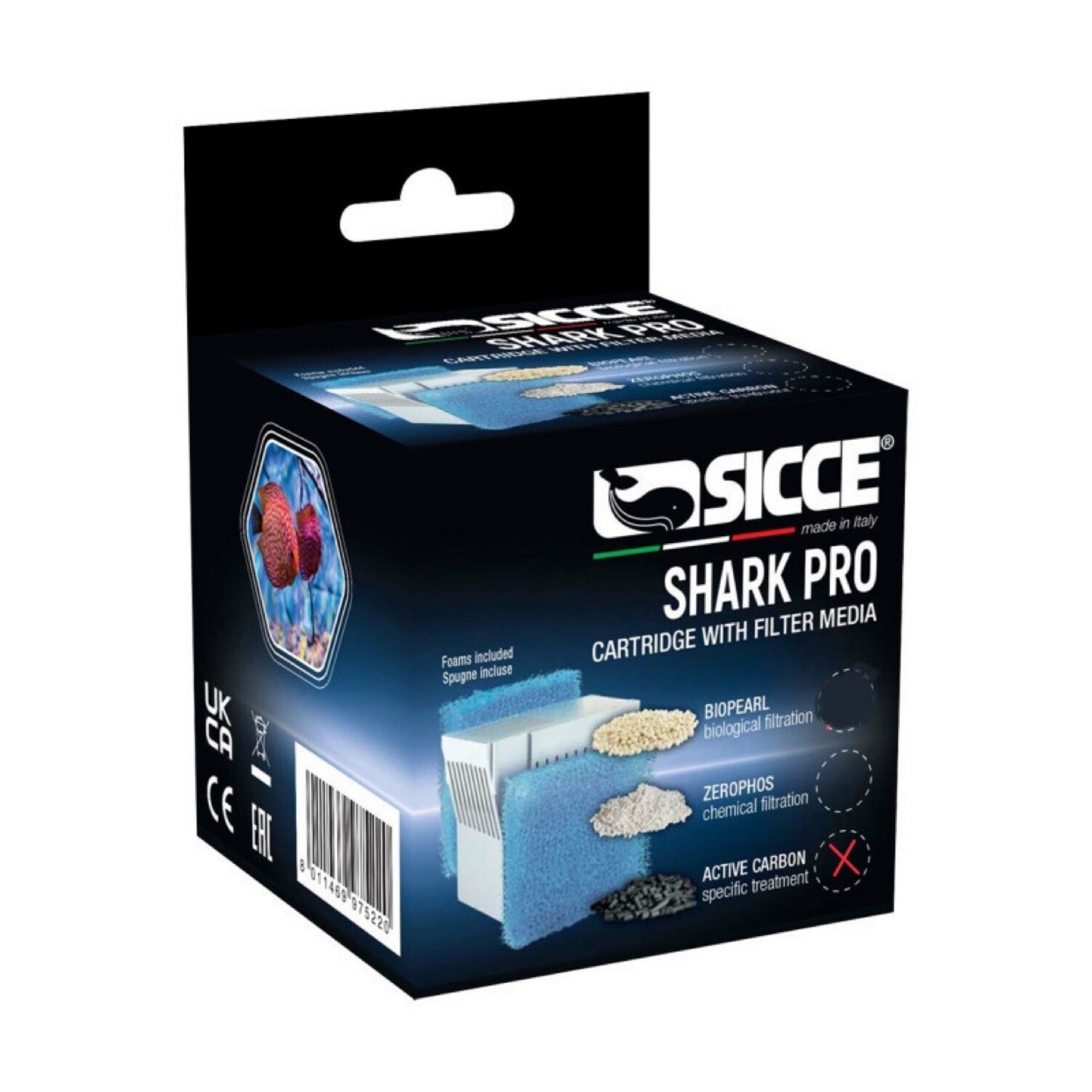 Sicce Shark Pro Carbon Cartridge with 20ppi Sponge