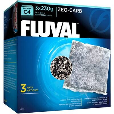 Fluval C4 Zeo-Carb, Replacement Aquarium Filter Media, 3-Pack