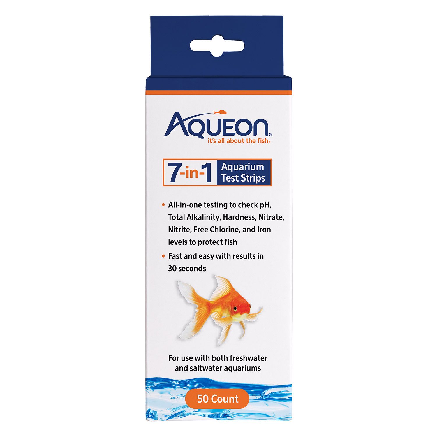 Aqueon 7-in-1 Aquarium Test Strips - 50 pcs