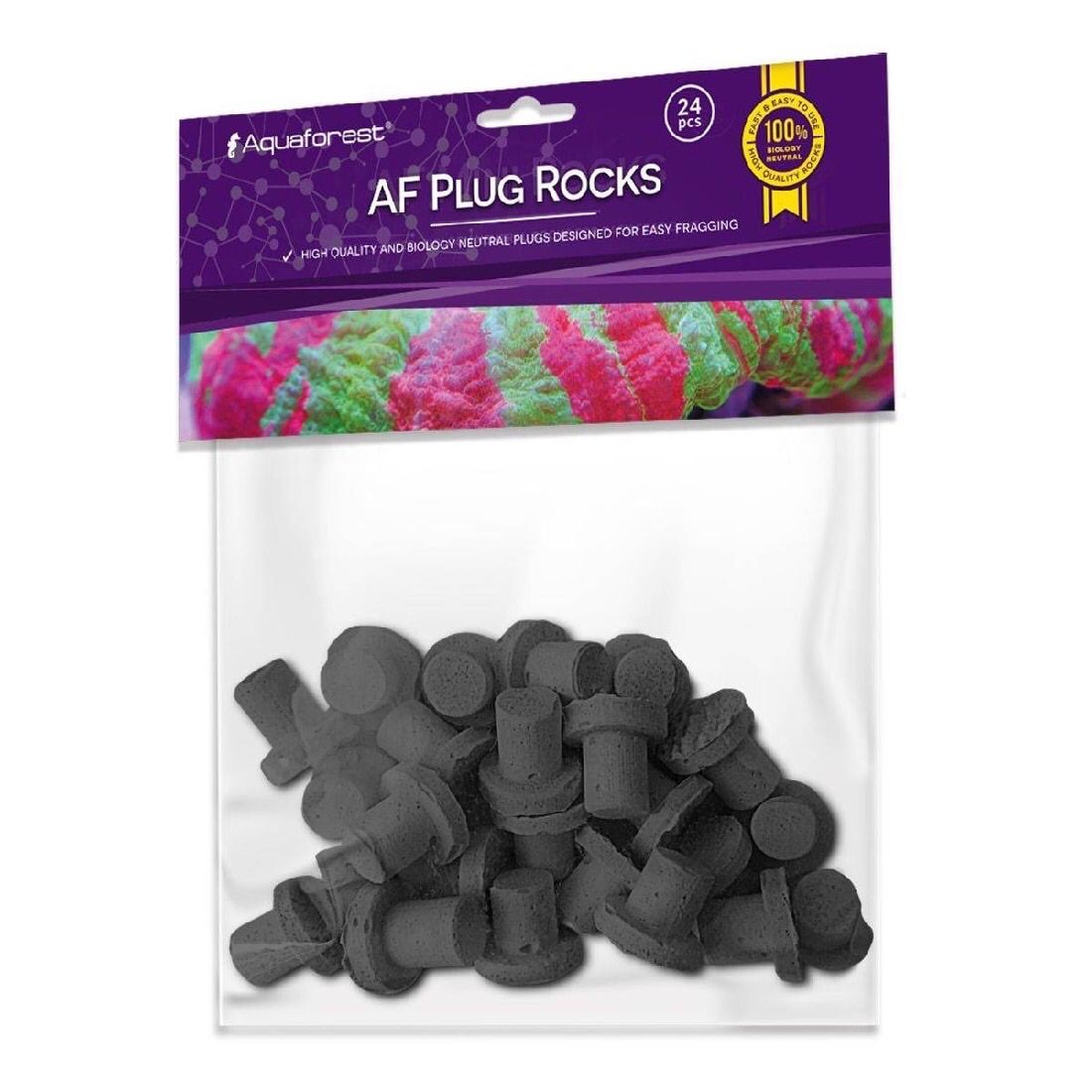 Aquaforest Frag Plug Rocks 24pk, Colour: Black