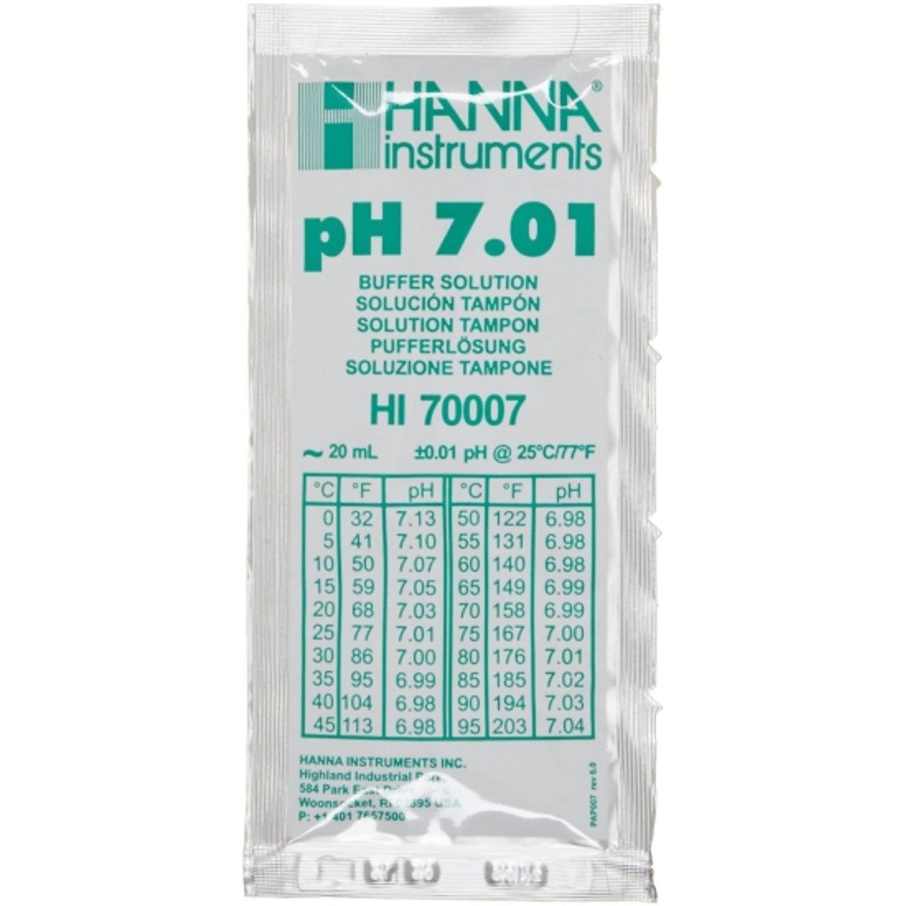 Hanna Instruments HI70007 pH 7.01 buffer solution 20ml