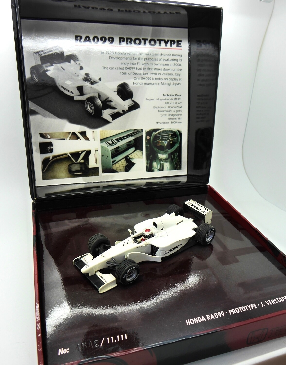 1999 Minichamps Honda RA099 J Verstappen Test car 1/43 scale