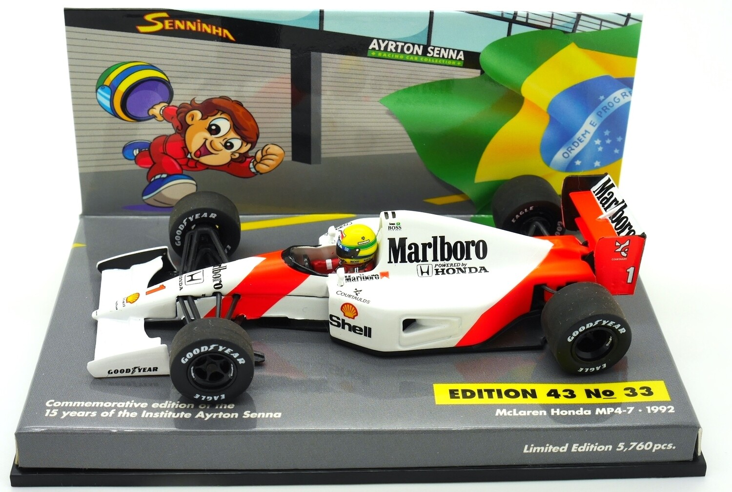 1992 Minichamps Marlboro Mclaren Honda MP4/7 A.Senna -Monaco gp 1