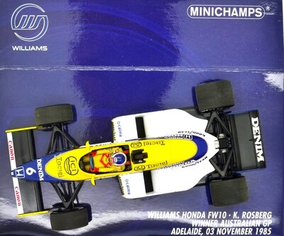 1985 Minichamps Williams Honda FW10 K Rosberg Australian GP - 1/43